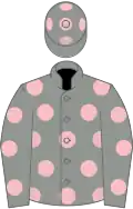 Grey, pink spots