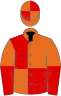 Orange and red (quartered), halved sleeves
