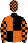 Orange and black quartered, check sleeves and cap