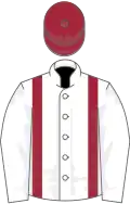 White, Maroon braces and cap