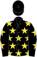 Black, yellow stars, black cap