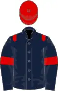 Dark blue, red epaulets, armlets and cap