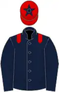 Dark blue, red epaulettes, red cap, dark blue star