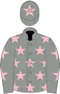 Grey, pink stars and star on cap