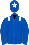 Royal blue, white epaulets and star on cap