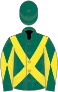 Dark green, yellow cross belts, diabolo on sleeves