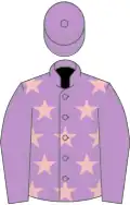 Mauve, pink stars, mauve sleeves and cap