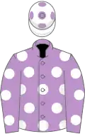 Mauve, white spots, white cap, mauve spots