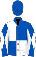 Royal blue and white (quartered), diabolo on sleeves