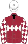Maroon, white triple diamond, white diamonds on sleeves, white cap