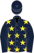 Dark blue, yellow stars, dark blue sleeves and cap