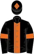 Black, Orange stripe, armlets and diamond on cap