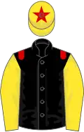 Black, red epaulettes, yellow sleeves, yellow cap, red star