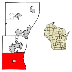 Location of Mequon in Ozaukee County, Wisconsin.