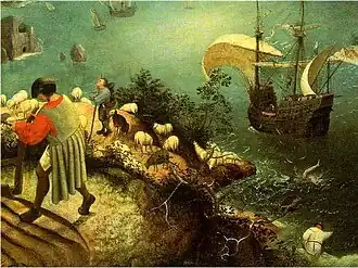 Landscape with the Fall of Icarus (detail) by Peter Brueghel the Elder, ca. 1558.