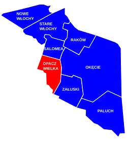 Opacz Wielka in the map of the City Information System areas of the district of Włochy.