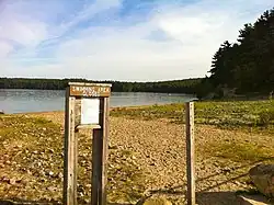 Closed swimming area at Beach Pond, Hope Valley, RI.