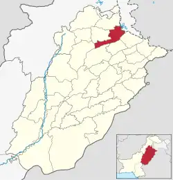 Map of Punjab with Jhelum District highlighted