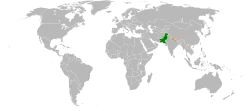 Map indicating locations of Pakistan and Nepal
