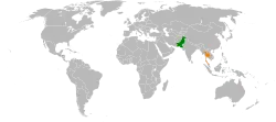 Map indicating locations of Pakistan and Thailand