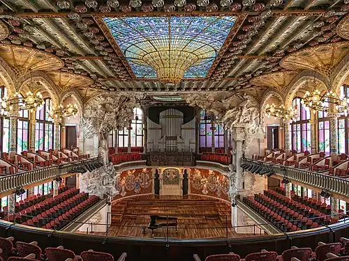 Interior of Palau de la Música Catalana in Barcelona (1905–1909)