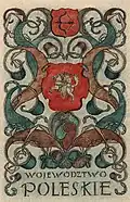 Coat of arms of Polesie Voivodeship on an interwar era decorative print