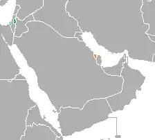 Map indicating locations of Palestine and Bahrain