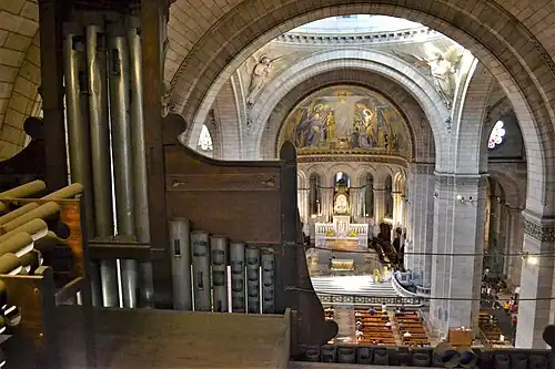 The view from behind the organ down to the altar