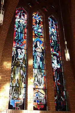 Left window of choir: Saints Claire, Saint Colette, Saint Agnes