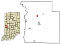 Location of Bloomingdale in Parke County, Indiana.