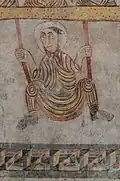 Fresco of St Proculus on a swing, 7th century, South Tyrol