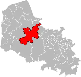 Location of Fruges within the department