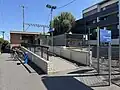 Station building, ramp and entrance to Platform 1 from Gaffney Street, November 2024