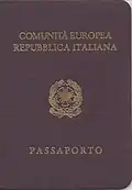 Cover of passport as issued from 1985 to 1998