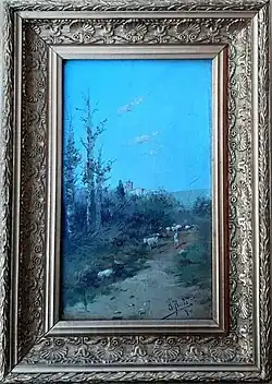 Shepherdess in the field, painted by José Ruiz y Blasco in 1890