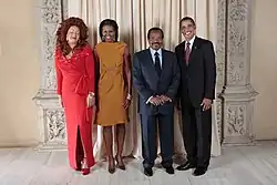 The Obamas with Chantal and Paul Biya, 2009