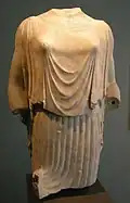 Statue of maiden wearing a peplos (the heavy Doric costume) found in Piazza Barberini (Greek original 470 BC).