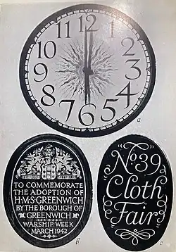 Clock dial, plaque for Warship Week