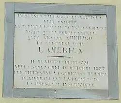 Amerigo Vespucci plaque