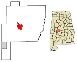 Location of Marion in Perry County, Alabama.