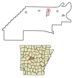 Location of Perry in Perry County, Arkansas.