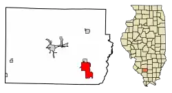 Location of Du Quoin in Perry County, Illinois.