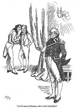 Sketch of Sir Walter observing a friend