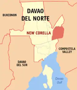 Map of Davao del Norte with New Corella highlighted
