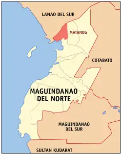 Map of Maguindanao del Norte with Matanog highlighted