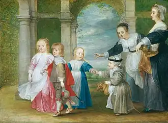 The four children of Rubens and Helena Fourment with maids by Philip Fruytiers, circa 1638-9, Royal Collection