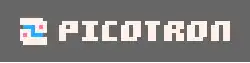 Pixel art: icon and the text "Picotron" in white on black.