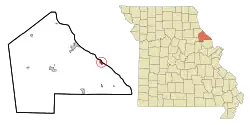 Location of Clarksville, Missouri