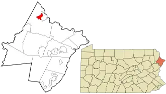 Location in Pike County and the state of Pennsylvania.