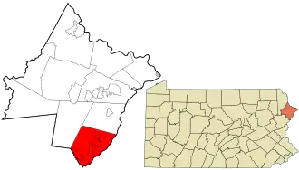 Location in Pike County and the state of Pennsylvania.